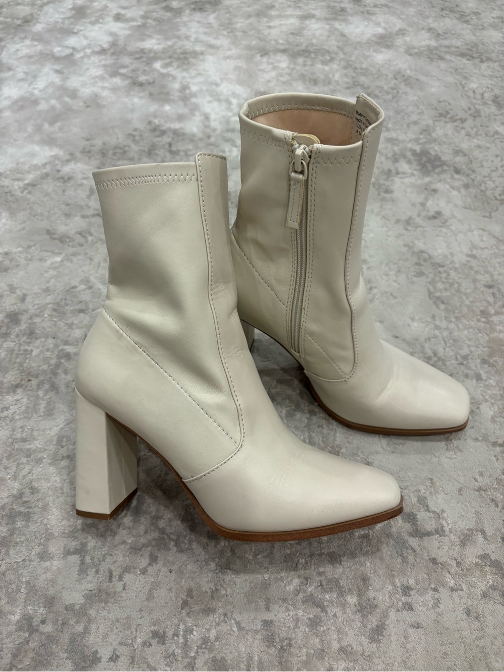 Women's Cream Zip Ankle Boots
